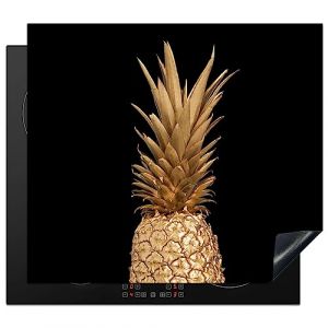 KitchenYeah© Protege Couvre Plaque De Cuisson Décoration Cuisine Tapis Protection Protecteur Induction 59x52 cm Ananas - Or - Peinture - Noir - Fruit - Luxe (KitchenYeah, neuf)