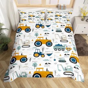 Homewish Housse De Couette 220x240 Enfant Voiture De Dessin Anim&eacute;, Parure De Lit Camion De Chantier pour Gar&ccedil;ons Ados, Sets De Housses De Couettes Excavatrice Tracteur, Literie Blanc Jaune Bleu (Suzhou yiyanyun e-commerce Co., Ltd, neuf)
