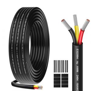 Câble électrique 16AWG 3 x 1,3mm² UL2464-5 mètres-Câble 3 conducteurs en cuivre étamé-300V-Idéal pour éclairage LED automobile,éclairage domestique et appareils extérieurs (Chentian, neuf)