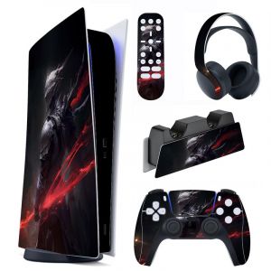 playvital Autocollant Protection pour ps5 Manette,Sticker Skin Habillages pour ps5 Digital Console & Station de Charge & Casque & T&eacute;l&eacute;commande M&eacute;dia-Chevalier des Abysses (Game Skindecal Store, neuf)