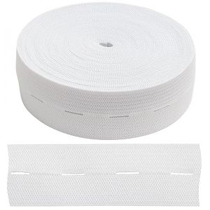 AERZETIX - C67388 - Elastique &agrave; boutonni&egrave;re plat 5 m - largeur 25 mm - couleur blanc - en polyester et latex - confection mercerie couture v&ecirc;tements tissu ceinture pantalon tricotage (Tuning, neuf)
