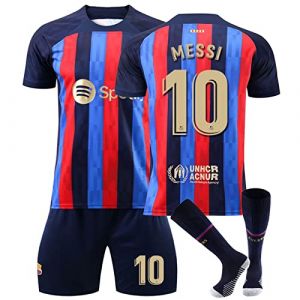 Maillot Barcelone Enfant de Foot Retro Soccer Jersey, 10 Maillot Classique, Ensemble Barca Enfant et Adultes, Garçon Vêtements de Football Extérieur Tshirt, Short avec Chaussette (FTRGHNY, neuf)