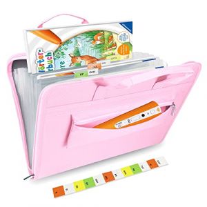 Annmore Sac pour Ravensburger Tiptoi Stylo et Livres Tiptoi, Pochette pour Tiptoi Coffret Complet, Housse pour Tiptoi Mon Premier Atlas, Porte-Documents Enfant pour l'école, Trieurs à Soufflets, Rose (Annmore, neuf)