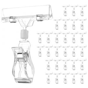 APACALI 50 Pièces Plastique Rotatif Clip, Porte Etiquette Prix Rotatif, Clip d'Affichage de Clip de Marchandise, Clips d'Étiquettes de Prix Transparent pour Cartes, Socle Étiquettes Boulangerie (APACALI, neuf)