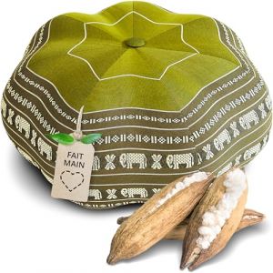 livasia coussin de m&eacute;ditation &eacute;toile grande taille - &Oslash; 40x20cm Coussin de yoga kapok, Pouf, Coussin de sol yoga zen m&eacute;ditation, Coussin zafu jardin balcon, Coussin d&rsquo;assise fait main (Vert/&Eacute;l&eacute;phants) (livasia, neuf)