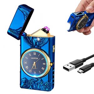 COMANYI Briquet électronique USB Plasma Rechargeable - Briquet à Arc électrique USB - Double Arc électrique - avec indicateur de Batterie - (Bleu, Aigle) (COMANYI, neuf)