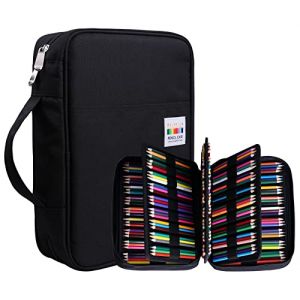 JAKAGO Trousse Crayon de Couleur 220 Grande Trousse Scolaire avec Poign&eacute;e Solide,Portable &eacute;tanche Sac a Crayon Id&eacute;al pour Excellent Cadeau Femme/Homme/&eacute;tudiant/Artiste (Black) (Jakago EU, neuf)
