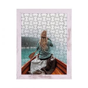 Rahmendesign24 Milano Cadre de puzzle, env. 300-500 pièces, 61 x 46 cm, 46 x 61 cm, blanc vintage, avec verre acrylique (Rahmendesign24, neuf)