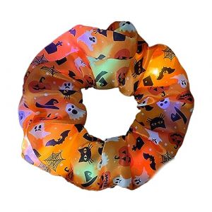 Élastiques à cheveux lumineux pour Halloween, tête de mort, chouchou français lumineux, support de queue de cheval lumineux pour Halloween, tête de mort, citrouille (ZZZzz, neuf)