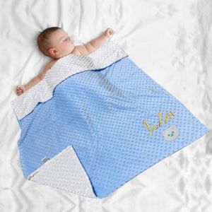 XIAOMA Couverture Bébé Personnalisée avec Prénom Brodé,Plaid Enfant Personnalisé,Cadeau Naissance Garçon Fille,Doudou Maternelle pour Sieste,Idéale pour Baptême de Bebe(Bleu) (WALLARTstore, neuf)