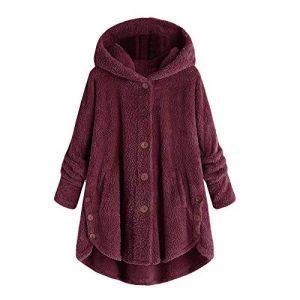 Poncho en peluche pour femme avec boutons, manteau en fausse laine, poncho d'hiver, cape de paon, avec capuche en fourrure, veste de grande taille, épaisse, chaude, respirante, cape de loisirs, (Ansu clothing, neuf)