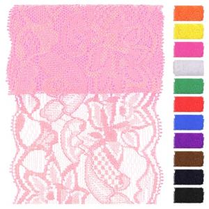 Swpeet Ruban élastique en dentelle rose de 4,6 m x 8 cm de large, ruban de couture élastique pour vêtements, bandeaux, fabrication de bouquets de mariage, loisirs créatifs (swpeet, neuf)