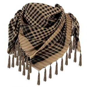 OMCGG Keffieh Foulard Palestinien 100 x 100 cm, &Eacute;charpe Palestine Polyvalente &agrave; la Souple Cheche Palestine Arafat Militaire Tactique Arabe du D&eacute;sert Bandana de Cou pour Hommes Femmes (Brun) (YueTingJiCheng, neuf)
