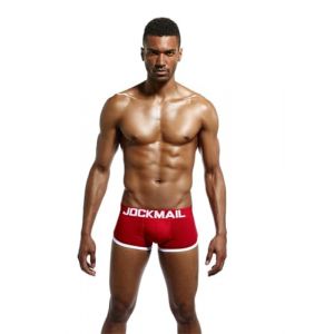 Cale&ccedil;on Homme Rembourr&eacute; avec Effet Push-Up Boxer Sexy Taille Basse avec Coque et Coussinets Sous-V&ecirc;tements Masculins Confortables (FR/ES, Alpha/lettres, M, Taille normale, Taille normale, rouge) (Brand-Jockmail, neuf)
