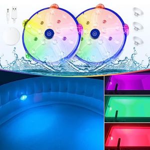 DeeprBlu Lumière Piscine Flottante, Lumière pour Baignoire Changement de Couleur Rechargeables, Lumière Spa LED Sous Marine, Éclairage Piscine Submersible avec Aimant, Ventouses, Éclairage Submersible (DeeprBluDirect, neuf)