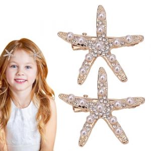 Épingle à cheveux étoile de mer, pince à cheveux étoile de mer mignonne,2X épingles à cheveux en perles de | Épingles à cheveux en strass, accessoires pour cheveux mignons, étoile de mer de plage, con (tiardeaz, neuf)
