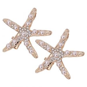 Pince à cheveux étoile de mer, pince à cheveux étoile de mer pour filles,2X Épingles à cheveux de plage | Avec perles, accessoires pour cheveux mignons en strass, épingles à cheveux étoile de mer de p (kenl, neuf)