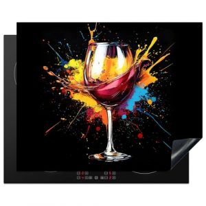 KitchenYeah© Protège Plaque Induction 65x52 cm Deco Cuisine Accessoire Pratique Protection De Vitroceramique Kitchen Gadget Vin - Verre - Graffiti - Boisson - Rouge - Peinture (KitchenYeah, neuf)