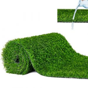 Mazovia Gazon Synthétique Exterieur avec Picots 30mm - Faux Gazon pour Balcon, Terasse et Jardin - Premium Tapis Gazon au mètre - Fausse Herbe Balcon - Tapis Herbe Artificielle - 133x500 cm - Vert (Mazovia, neuf)