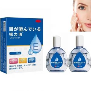 Gouttes oculaires anti-fatigue, gouttes oculaires japonaises, solution &eacute;claircissante pour les yeux du Japon, gouttes oculaires anti-fatigue pour une vision claire, soulager la fatigue oculaire (2pcs) (Xu-FR, neuf)