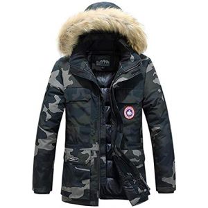 Youning Manteau Hiver Homme Parka Chaud Fourrure Casual Outdoor Blouson Fourrure &agrave; Capuche Manteau Hiver Chaud &Eacute;pais Parka Multi-Poche Doudoune Veste Amovible Capuche (ZDD123, neuf)