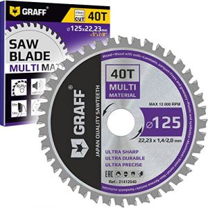 GRAFF Disque Meuleuse 125 Métal – Disque à Tronçonner 125 Métal, Aluminium, Plastique, Tôle, Stratifié, Bois – Multi Tool Lame de Scie Circulaire avec Alésage de 22,23 mm (UAB Handproftools, neuf)