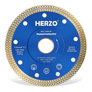 HERZO Disques Diamant 115 mm x 22,23 mm pour carrelage - Disque diamant 125 mm pour carrelage, gr&egrave;s c&eacute;rame, porcelaine et c&eacute;ramique (JHSR STORE, neuf)