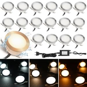 SHIANDAR Spot Extérieur LED Encastrable pour Terrasse, Avec Minuterie Télécommandée, Blanc Chaud Dimmable, étanche IP67, 12V Ø42mm LED pour Terrasses Extérieures, Jardins, Escaliers, Terrasse en Bois (MINGYANGXING, neuf)
