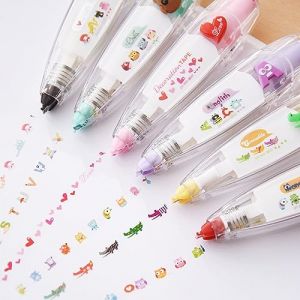 6PCS Stylo d&eacute;coratif de type presse d'animaux mignons DIY, Ruban Correcteur D&eacute;coratif, DIY Cute Animals Press Type Decorative Pen, Stylo Ruban de d&eacute;coration de Dentelle Bricolage pour Scrapbooking (CWENRO, neuf)