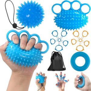 Cerkkapo Lot de 5 Finger Trainer Hand Trainer Ball Set,Balle de Reeducation Main et Poignet Balle de Massage Balle,pour la th&eacute;rapie de la main,pour renforcer la pr&eacute;hension,soulager stress (LND-US, neuf)