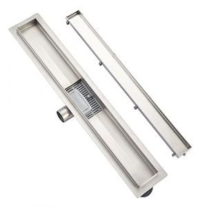 Plumbsys Caniveau de Douche Acier Inox,50cm，Réglable le 2en1 Carreler Caniveau，Caniveau de Douche avec siphon à bloqueur d'odeurs et filtre à cheveux，Caniveau Extra Plat，Drainage rapide (Plumbsys online, neuf)