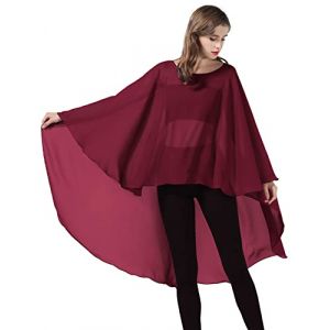 BEAUTELICATE Châle Étole en Mousseline de Soie Léger Cape Poncho Ample De Mariage D’été Soirée Femme Mariée Demoiselle d'honneur(Taille Unique, Rouge Vineux) (BEAUTELICATE-FR, neuf)