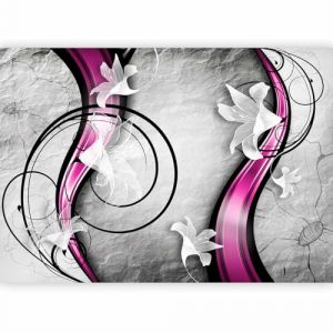 murando - Papier peint panoramique moderne 250x175 cm - Revêtement mural décoration pour chambre salon - Design moderne - Marron gris violet - Abstraction fleurs lys nature plantes 10110906-85 (murando, neuf)
