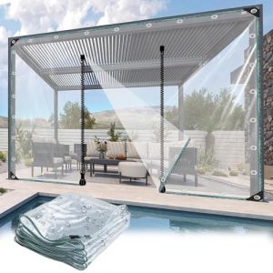 B&acirc;ches Plastiques Transparente &eacute;tanches Avec &oelig;illets,B&acirc;ches En Vinyle Pvc Ext&eacute;rieures,2m 3m 5m 6m 7m Grands Panneaux Lat&eacute;raux De B&acirc;che Claire Et Durable,R&eacute;sistant Au Vent,WxH-3.2x2.5m/10.5x8.2ft (Xiuye store, neuf)