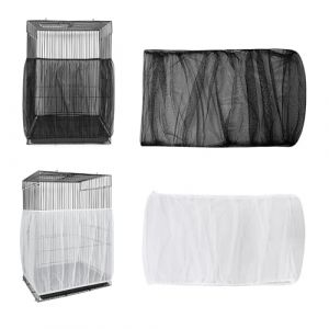 PYSEOSISE 2 Pi&egrave;ces Couverture de Cage &agrave; Oiseaux, Housse de Protection en Maille, Universelle Attrape Graine Ajustable Filet Cage Oiseaux Filet de Perroquet en Maille de Nylon, Blanc et Noir (PYON STORE, neuf)