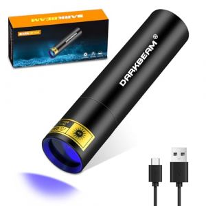 DARKBEAM Lampe Torche UV Lumière Noire 365nm Rechargeable, Lampe de Wood LED Lampe UV, Lampe de poche Ultraviolet pour uv resine, faux billets, détecteur d'urine de chat, Mini mais puissant (Beam of DAKELI, neuf)