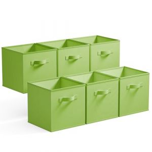 GRANNY SAYS Caisses de Rangement, Lot de 6 Cubes de Rangement Pliables en Tissu avec Poign&eacute;es, Paniers et Bo&icirc;tes de Rangement pour Kallax &Eacute;tag&egrave;re, Meuble Cube Rangement Pliable 27x27 cm, Vert vif (SEMPERFUN, neuf)