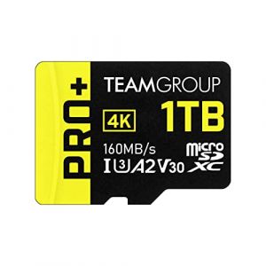 TEAMGROUP Carte Micro SDXC UHS-I U3 A2 V30, R/W jusqu'&agrave; 160/110 Mo/s pour Nintendo Switch, Steam Deck, appareils de Jeu, tablettes, Smartphones, Prise de Vue 4K, avec Adaptateur TPPMSDX1TIA2V3003 (Fast Media Ships From USA, neuf)