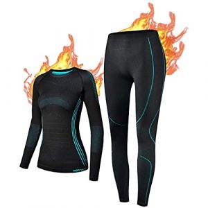 NOOYME sous Vetement Thermique Femme Fonctionnel Ensemble Ski Femme Antibactériens sous Vetement Chaud Femme Flexible Respirant Ensemble de Ski Femme Tenant Chaud pour Automne Hiver (Qiaoge SHOP, neuf)