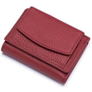 RRANCharltu Portefeuille Femme Cuir v&eacute;ritable Blocage RFID Porte Monnaie Femme avec Poche &agrave; Monnaie Mini Portefeuille avec Fente pour Carte, Vin Rouge (RR4ever, neuf)