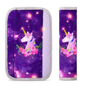 MHJY Protège Ceinture de Sécurité Voiture Enfant 2 Pièces Housse Siege Auto Bebe Licorne Coussin de Ceinture de Sécurité pour Poussette Protection d'épaule Et de Cou pour Filles Garçons (Touchhome-EU, neuf)