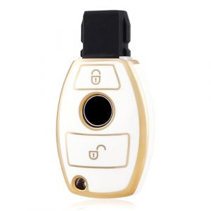 OFF WE GO Coque de Cl&eacute; Etui Cles pour Mercedes Benz Boitier Cl&eacute; de Voiture pour Classe A B C CL CLK E M R S SL SLK W169 W245 W202 W203 W208 W209 W210 W211 W164 W251 W220 R171, Blanc Or (OFF WE GO, neuf)