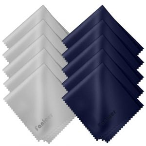 10Pcs Chiffons Microfibre de Nettoyage, 15 x 18cm Chiffon de Nettoyant Lunettes Lavables, Doux Chiffons Pour Lentilles, Trace sans Rayure Chiffon Antistatique, Ecrans, Tablettes, Glasse(Marine+Gris) (Sutitako, neuf)
