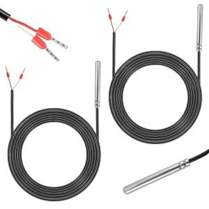 Lot de 2 capteurs de temp&eacute;rature Pt1000 - Capteur de temp&eacute;rature num&eacute;rique Pt1000 - Avec c&acirc;ble en PVC - Sonde de temp&eacute;rature - Sonde de temp&eacute;rature en acier inoxydable pour surveillance de la (CAUSEWAY CONSTRUCTINO, neuf)