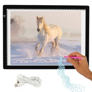 Crafts&Co® Tablette lumineuse A4 sans fil, avec support | Tablette lumineuse A4 à intensité variable | Tablette lumineuse, Accessoires pour | Planche à dessin avec USB | 470x345 | Noir (KarstenInternational, neuf)
