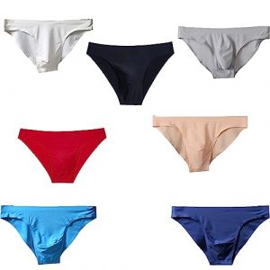 Faringoto Sous-vêtements hommes sans couture slips shorts homme soie glacée taille basse culotte solide semi-transparent, Blanc + rouge + noir + bleu + bleu + bleu + peau + gris, M (Faringoto, neuf)