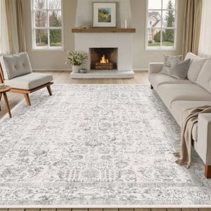 HUGEAR Gris Tapis De Salon Lavable en Machine Tapis Chambre Adulte Grand Tapis Salon 300x400cm Doux Vintage Descente de Lit Antid&eacute;Rapant Decoration Chambrel Manger (RONGBEN, neuf)