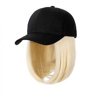 Bonnet de perruque Synthétique Réglable Noir Chapeau Perruques Court Bob Droite Casquette De Baseball Perruque Sans Soudure Connexion Extensions De Cheveux for Les Femmes Chapeau de perruque(12) (haikouhua, neuf)