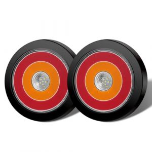 Biqiure [4 IN 1] Feux de Remorque LED 12V, 4 Inch Feux Arri&egrave;re Rond pour Remorque Clignotant de Position/Feu de recul/LED &eacute;clairage de Remorque Feux de Freinage Rouge Blanc Ambre 3 Couleurs (YuanGu, neuf)