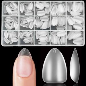 XIAOHEBAN Capsule Americaine Ongle Amande Court XS - 15 Tailles Faux Ongles Court, Doux Préformé Capsule Ongle en Gel X Pose Americaine Ongle, pour les Studios de Manucure & Home Nail Art - 300 Pièces (EU BB Store, neuf)
